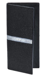 Men's Genuine Exotic Animal Skin Genuine Stingray Single Stone CARTERAS Black Wallet ~ billetera ~ Check Book Holder Wallet