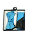 Men's Black/Turquoise Polyester Satin dual colors classic Bowtie with hankie - Men's Neck Ties - Mens Dress Tie - Trendy Mens Ties