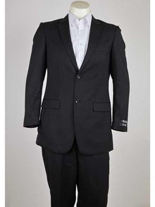 Men's Black  Pinstripe 2 Button Slim Fit Suit