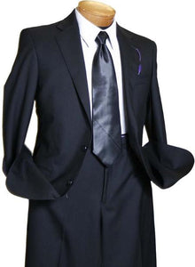 Men's Black 2 Button Italian Design Suit - 100% Percent Wool Fabric Suit - Worsted Wool Business Suit
