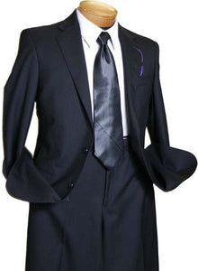 Men's Black 2 Button Italian Design Suit - 100% Percent Wool Fabric Suit - Worsted Wool Business Suit