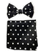 Men's Black or White Polyester Satin Bowtie with hankie - Men's Neck Ties - Mens Dress Tie - Trendy Mens Ties