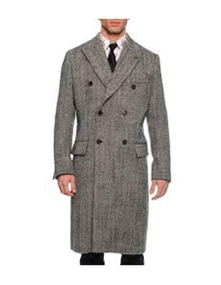 Black White Coat Men's Big and Tall Long Men's Dress Topcoat - Winter coat