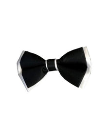 Men's Black/White Polyester Satin dual colors classic Bowtie - Men's Neck Ties - Mens Dress Tie - Trendy Mens Ties