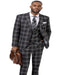 Black Windowpane Pane Suit - Mens Vested 3 Piece Suit - Gangster 1920s Style