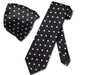 BLACK w Lt. PINK Polka Dots NeckTie Handkerchief Matching Tie Set - Men's Neck Ties - Mens Dress Tie - Trendy Mens Ties