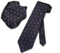 Black w/ Purple Polka Dots Necktie Handkerchief Matching Tie Set - Men's Neck Ties - Mens Dress Tie - Trendy Mens Ties
