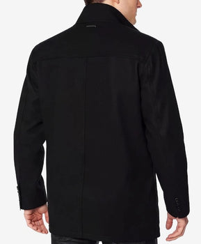 Mens Black Wool Car Coat – Modern Fit - Image 2