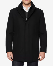 Mens Black Wool Car Coat – Modern Fit