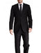 Men's Black Tonal Striped Classic Fit Wool Dual Side Vents Suit Flat Front Pants