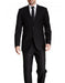 Men's Black Tonal Striped Classic Fit Wool Dual Side Vents Suit Flat Front Pants