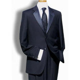 Pleated Pants (Regular Fit Jacket) Men'S Black 2 Button Super 150'S Wool Tuxedo Signature Platinum Stays Cool Discounted Sale