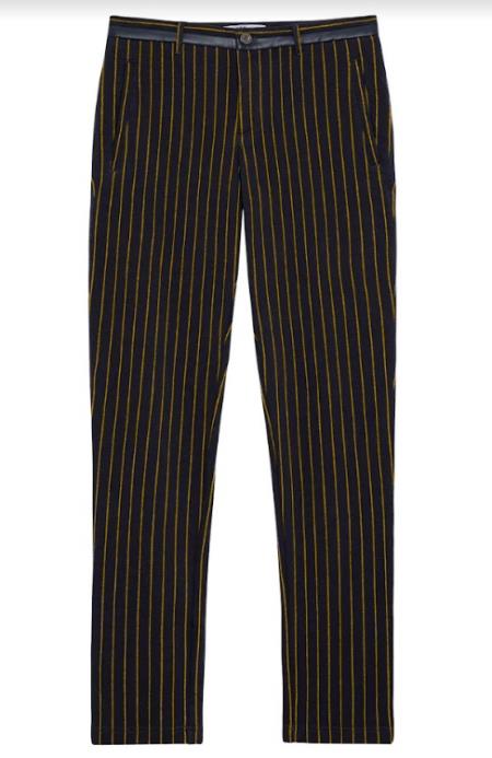 Black and Gold Pinstripe Gangster Dress Pants - 1920s Mobster Slacks