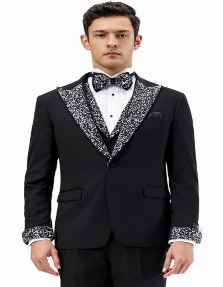 White and White Tuxedo Suit - Prom Suit - Prom Wedding Suit main image 1
