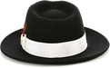 Gangster 100% Australian Wool Crushable Mens Fedora Hat - Removable Feather Gangster  Black/White Mens Fedora Hat
