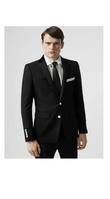 Black Blazer with White Buttons -  Mens Black Sport Coat