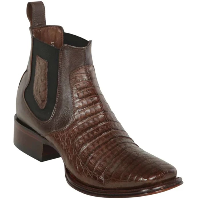 Los Altos Boots - Mens Dress Cowboy Boot - Low Priced Short Square Toe Caiman Boots Black Cherry- in Black Cherry