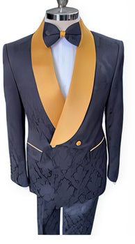 Black Paisley Suit - Wedding Prom Suit - Black Tuxedo