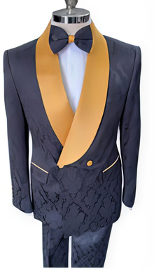 Black Paisley Suit - Wedding Prom Suit - Black Tuxedo