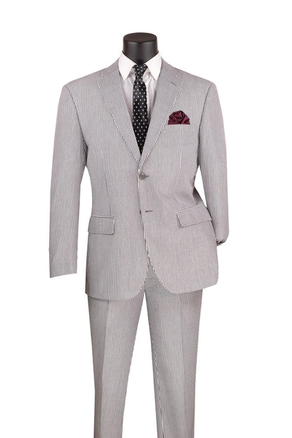 MEN'S 2PC SEERSUCKER MODERN FIT SUIT IN BLACK PINSTRIPE - Image 7