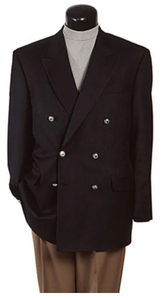 Black Six Button Double Breasted Suits Blazer Jacket Coat