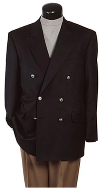 Black Six Button Double Breasted Suits Blazer Jacket Coat