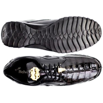 Belvedere Vasco Black Genuine Hornback Crocodile Soft Calf Casual Sneakers with Eyes - Image 2