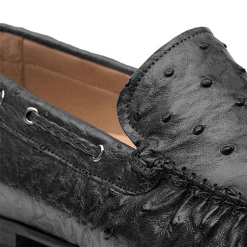 Genuine Ostrich Black Moccasin Slip-on Loafers For Men By Mezlan Made In Spain Brand - Image 2