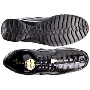 Belvedere Vasco Mens Black Genuine Hornback Crocodile & Soft Calf Sneakers - Image 2