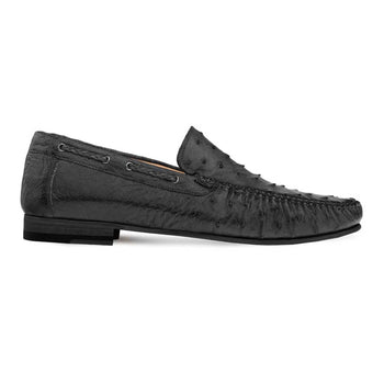 Genuine Ostrich Black Moccasin Slip-on Loafers For Men By Mezlan Made In Spain Brand - Image 4