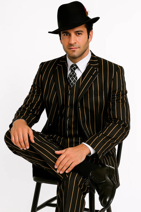 Black And Gold Zuit Suit For Men