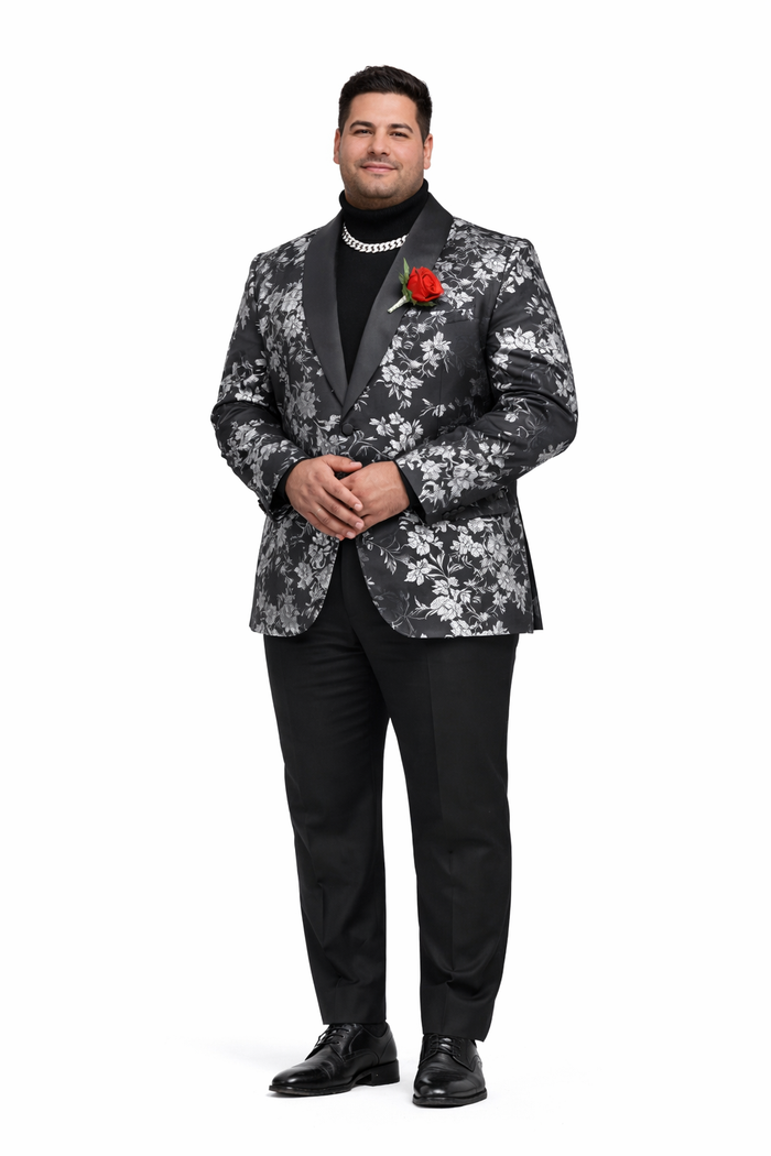Black And Silver Blazer - Paisley Black And White Tuxedo With Matching Bowtie