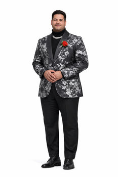 Black And Silver Blazer - Paisley Black And White Tuxedo With Matching Bowtie