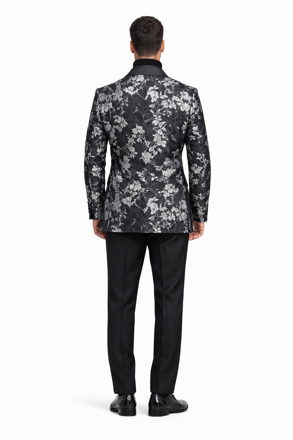 Black And Silver Blazer - Paisley Black And White Tuxedo With Matching Bowtie