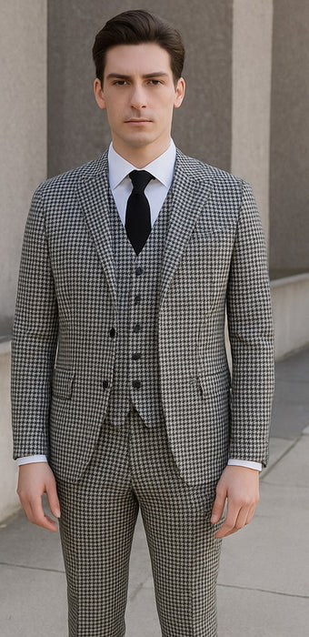 Stylish black white houndstooth suit