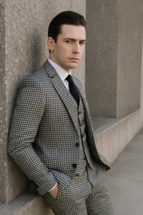 Two-piece checkered suit for events