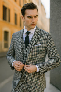 Gray houndstooth blazer and pants