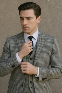 Black And White Checkered Suit - Gray Checkered Texture Houndstooth Suit Black and White - Black And White Checkered Suit