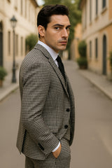 Black And White Checkered Suit - Gray Checkered Texture Houndstooth Suit Black and White - Black And White Checkered Suit - Image 9