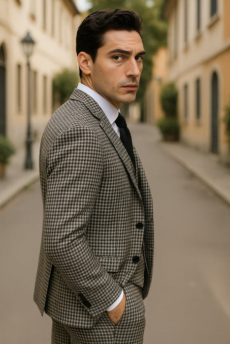 Black And White Checkered Suit - Gray Checkered Texture Houndstooth Suit Black and White - Black And White Checkered Suit