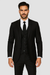 Black Birdseye Pattern Slim Fit Men's Two Button Vested Suit