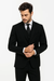 Black Birdseye Pattern Slim Fit Men's Two Button Vested Suit