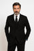 Black Birdseye Pattern Slim Fit Men's Two Button Vested Suit