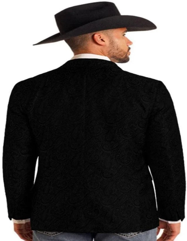 Mens Black Blazer - Western Blazer - Saco Vaquero Para Hombre - Paisley Blazer in Black - Image 2