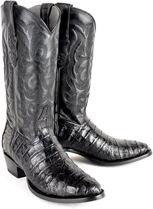 Original Black Caiman (Gator) Belly Skin Round Toe Boot