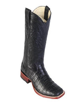 Los Altos Boots Men's Black Caiman Belly Wide Square Toe Boots