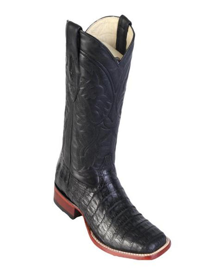 Los Altos Boots Men's Black Caiman Belly Wide Square Toe Boots