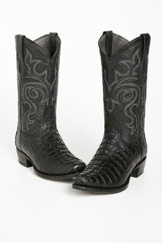 Black Caiman Tail Snip Toe Cowboy Boot - Image 2