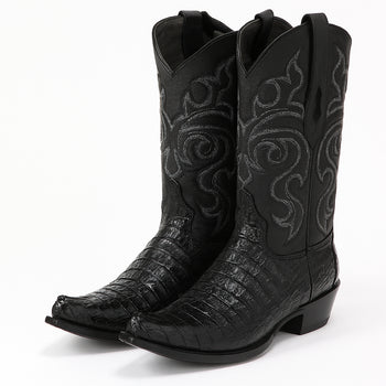Black Caiman Tail Snip Toe Cowboy Boot - Image 3