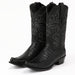 Black Caiman Tail Snip Toe Cowboy Boot